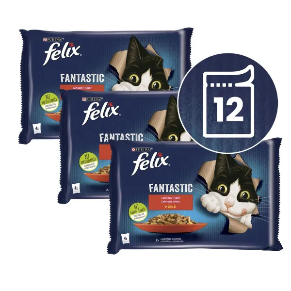 Felix Fantastic kapsičky pre mačky hovädzie, kura v želé 12x85 g
