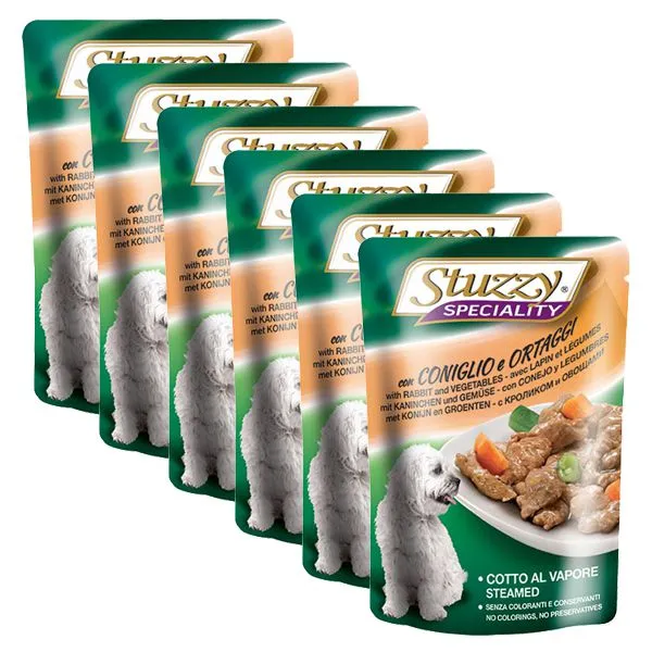 Stuzzy Speciality Dog - králik so zeleninou, 6 x 100 g