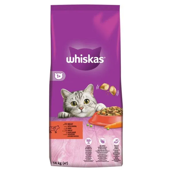 WHISKAS s hovädzím mäsom 14 kg