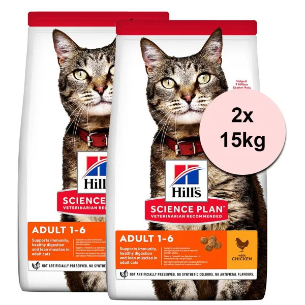 Hill's Science Plan granule pre dospelé mačky s kuracím 2 x 15 kg