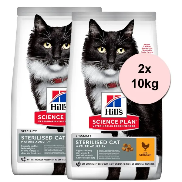 Hill's Science Plan granule pre kastrované staršie mačky s kuracím 2 x 10 kg