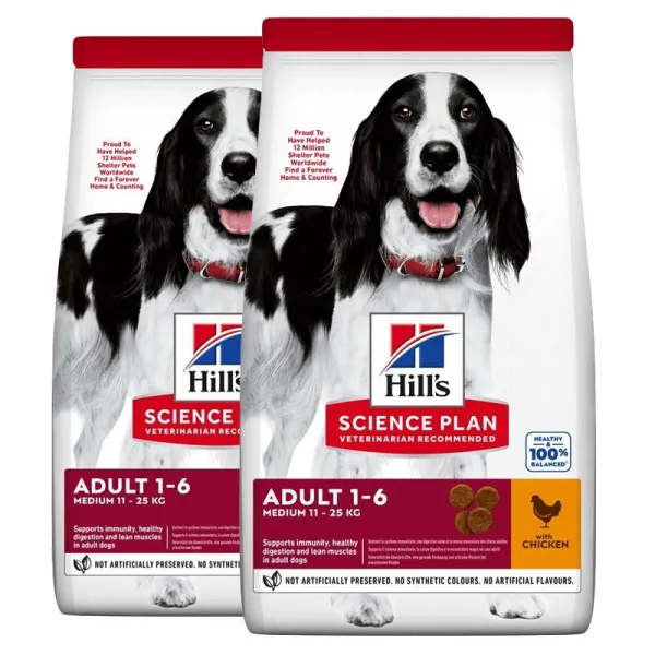 Hill's Science Plan granule pre dospelých psov stredných plemien s kuracím 2 x 14 kg
