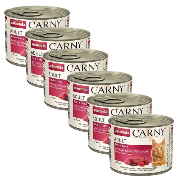 Animonda Carny Adult - Hovädzie a srdiečka 6 x 200 g