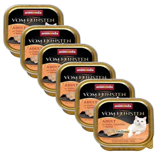 Animonda Vom Feinsten Adult Cat kura, losos + špenát 6 x 100 g