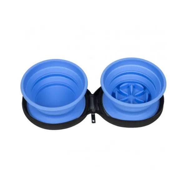 Cestovná dvojmiska Kiwi Walker SLOWFEEDER 2 x 350 ml modrá