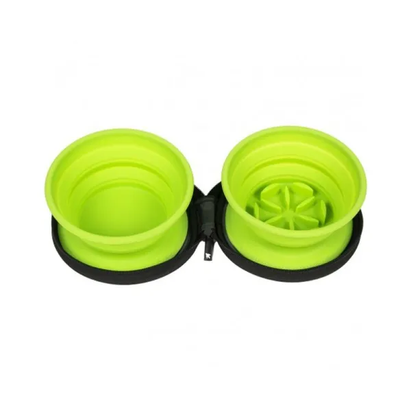 Cestovná dvojmiska Kiwi Walker SLOWFEEDER 2 x 350 ml zelená