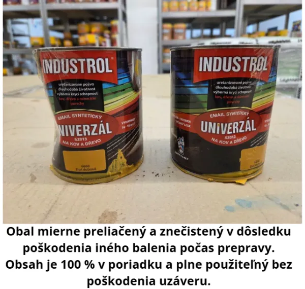 VÝPREDAJ INDUSTROL UNIVERZÁL S2013 - Syntetická farba na kov a drevo 0,75 l 6600 - žltá dubová