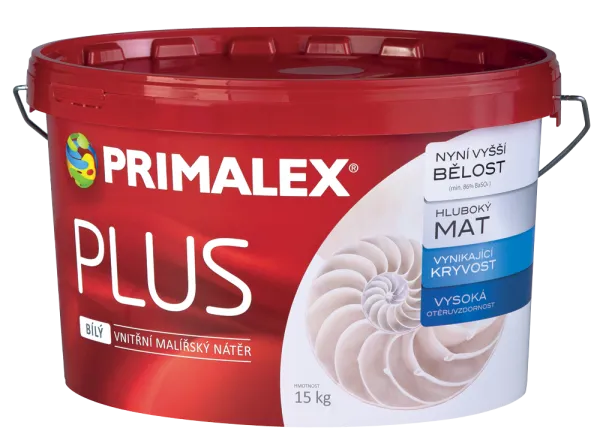 PRIMALEX PLUS - Interiérová farba s vysokou belosťou biela, 15 kg + 3 kg zdarma