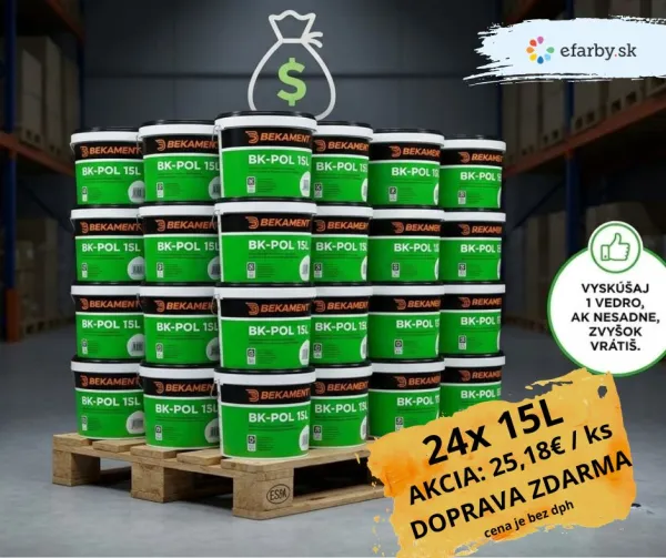 BK-POL - Oteruvzdorná interiérová farba v paletovom balení biela, 24 x 15 L
