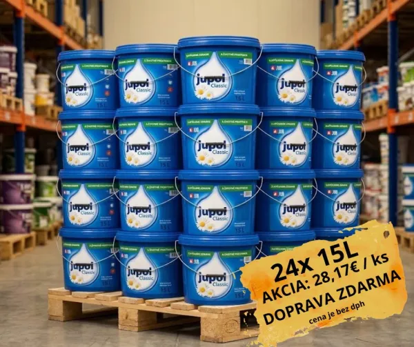 JUPOL CLASSIC - Biela interiérová farba na steny v paletovom balení biela, 24 x 15 L