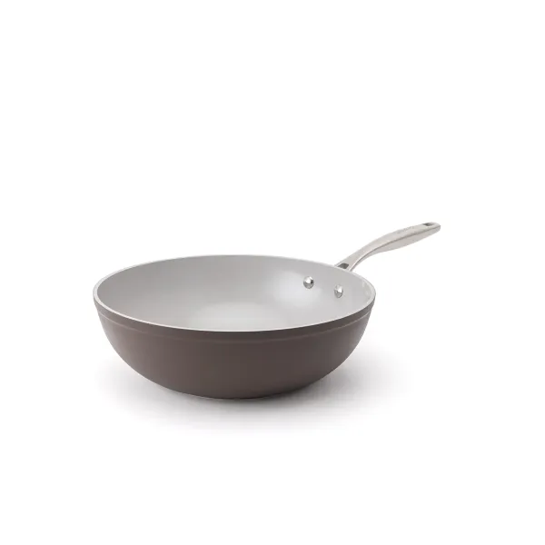 Elmich Nepriľnavá keramická panvica wok Zen Ø 28 cm – hnedá