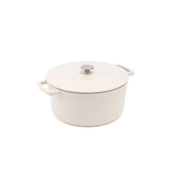 Elmich Smaltovaný liatinový hrniec Ember 28 cm krémovo biely