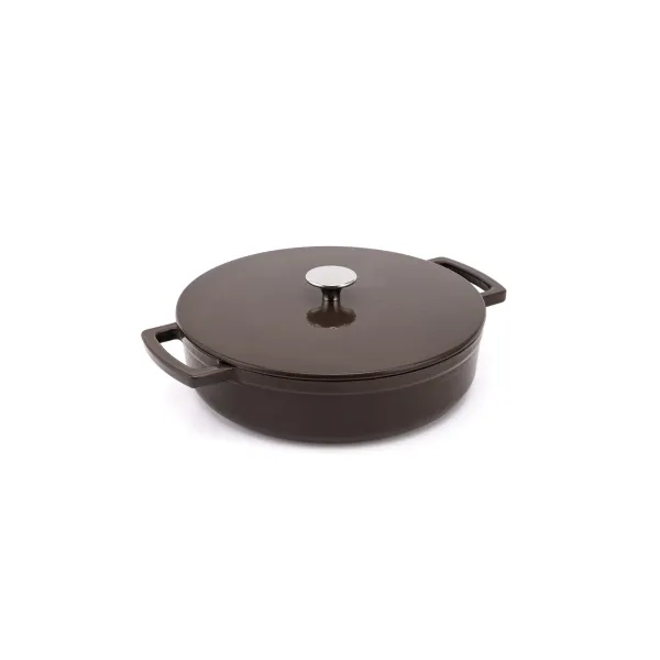 Elmich Smaltovaný liatinový nízky hrniec Ember 28 cm hnedý