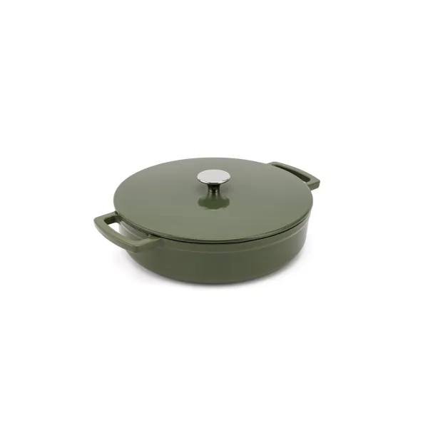 Elmich Smaltovaný liatinový nízky hrniec Ember 28 cm olivovozelený