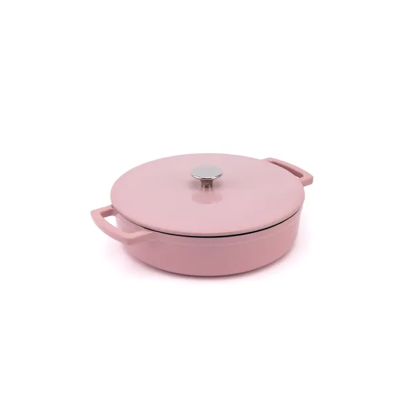 Elmich Smaltovaný liatinový nízky hrniec Ember 28 cm ružový