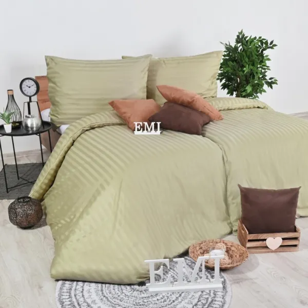 Obliečky damaškové hnedo-olivové EMI, Štandardný set jednolôžko obsahuje 1x 140x200 + 1x 70x90