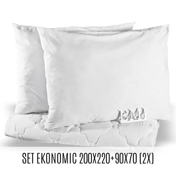 Set manželskej prikrývky a vankúšov Ekonomic 220x200 + 90x70 (2x) EMI