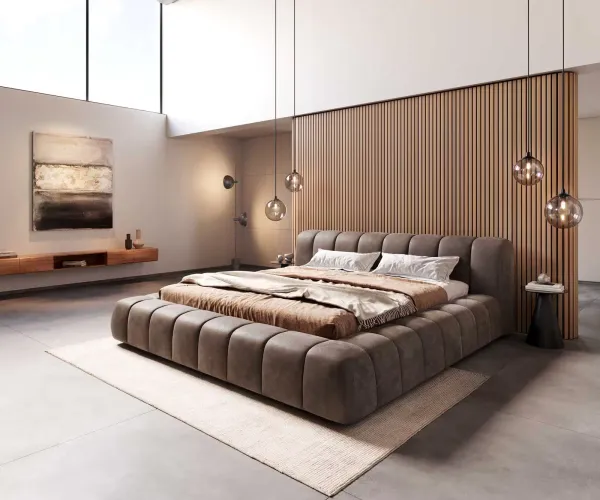 DELIFE Čalúnená posteľ Cutio 180x200 cm mikrovlákno taupe vintage
