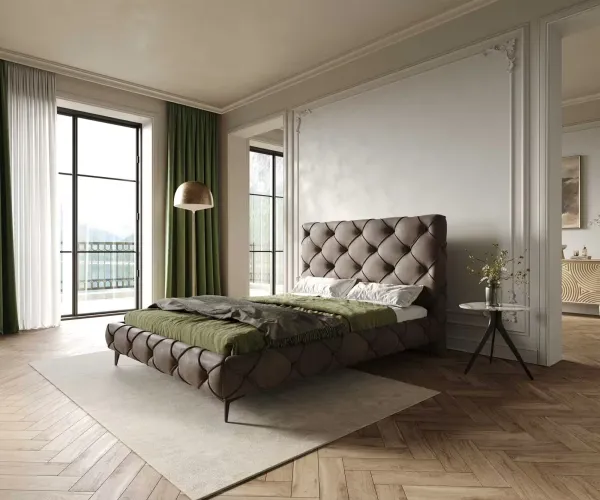 DELIFE Čalúnená posteľ Nayara 140x200 cm mikrovlákno taupe vintage