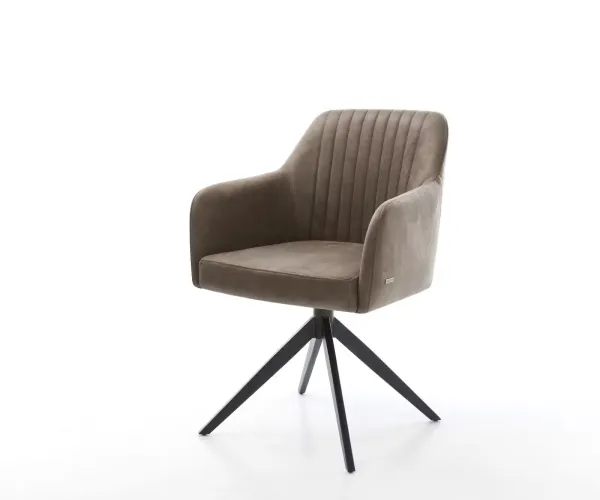 DELIFE Jedálenská stolička Greg-Flex mikrovlákno taupe vintage krížová podstava široká čierna vrecková pružina