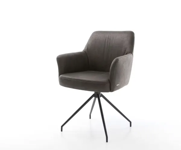 DELIFE Jedálenská stolička Xana-Flex s opierkami mikrovlákno antracit vintage krížová podstava zúžená čierna otočná o 180° vrecková pružina
