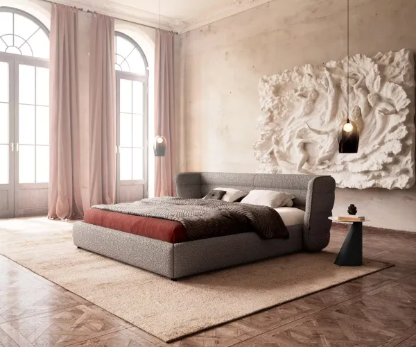 DELIFE Čalúnená posteľ Simea 180x200 cm bouclé strieborno sivá
