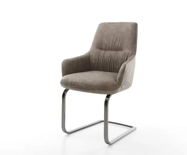 DELIFE Jedálenská stolička Zelia-Flex s opierkami mikrovlákno taupe vintage jedálenská stolička plochá grafit vrecková pružina
