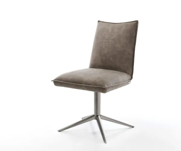 DELIFE Otočná jedálenská stolička Lelio-Flex mikrovlákno taupe vintage podstava grafit 360° otočná hojdacia funkcia vrecková pružina