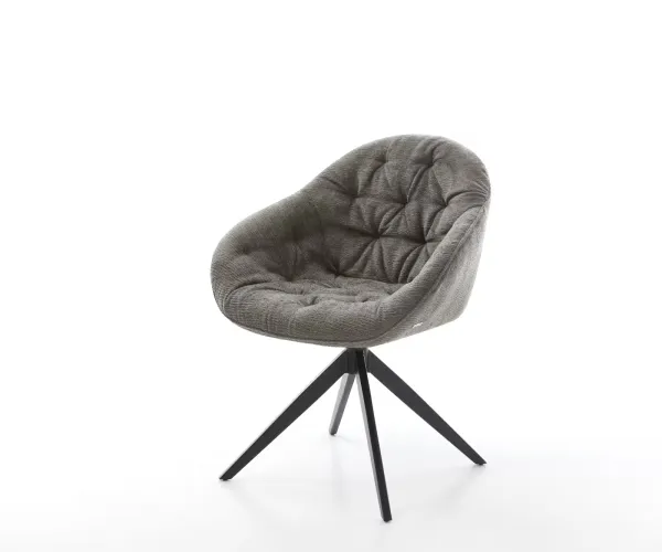 DELIFE Jedálenská stolička Gaio-Flex bouclé mäkký tmavobéžová krížová podstava široká čierna 360° otočná hojdacia funkcia