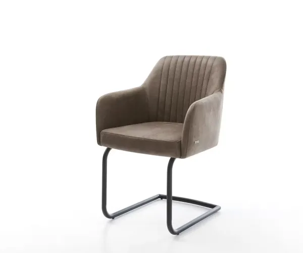 DELIFE Jedálenská stolička Greg-Flex mikrovlákno taupe vintage jedálenská stolička okrúhla čierna vrecková pružina