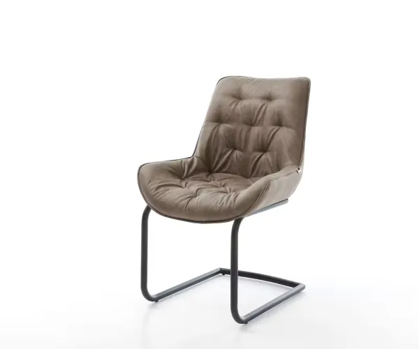 DELIFE Jedálenská stolička Taimi-Flex mikrovlákno taupe vintage jedálenská stolička okrúhla čierna