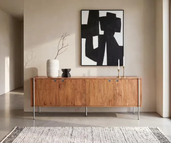 DELIFE Komoda Rivoro 210 cm akácia prírodná 4 dvierka