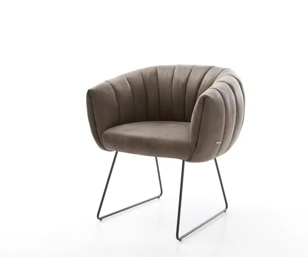 DELIFE Jedálenská stolička Jada-Flex mikrovlákno taupe vintage čierna tenká podstava vrecková pružina