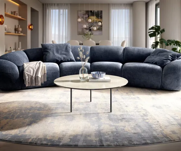 DELIFE Konferenčný stolík Edge okrúhly 90×90 cm keramika onyx šampanské Trive kov čierna