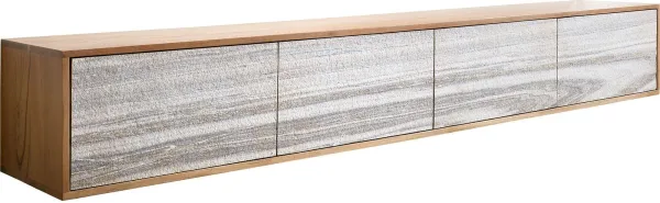 DELIFE TV stolík Kleo 200 cm akácia prírodná 4 dvierka bez nôh