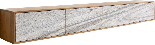 DELIFE TV stolík Kleo 220 cm akácia prírodná 4 dvierka bez nôh