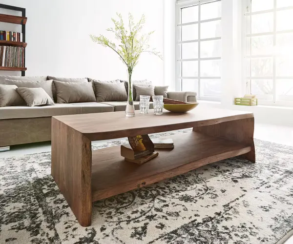 DELIFE Konferenčný stolík Live-Edge 130x60 cm akácia hnedá masívna hrana