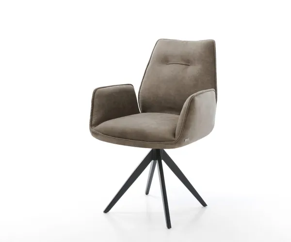 DELIFE Jedálenská stolička Zoa-Flex mikrovlákno taupe vintage krížová podstava hranatá čierna vrecková pružina