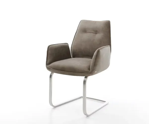 DELIFE Jedálenská stolička Zoa-Flex mikrovlákno taupe vintage jedálenská stolička plochý nerezová oceľ vrecková pružina
