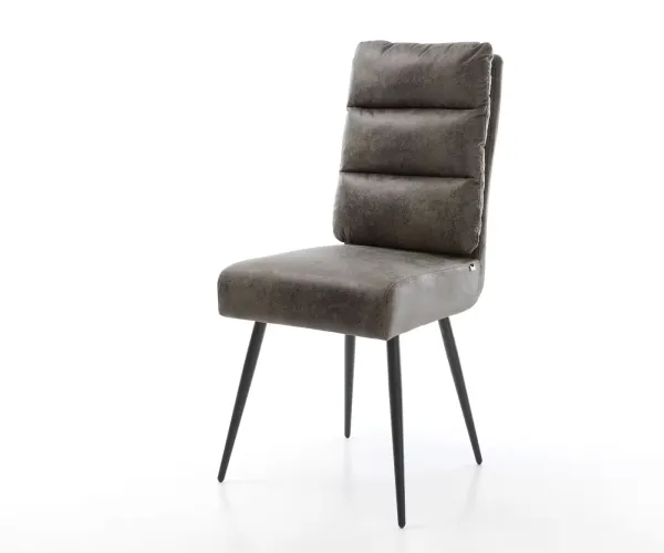 DELIFE Jedálenská stolička Pela-Flex mikrovlákno sivá vintage 4-nohá zúžená čierna vrecková pružina