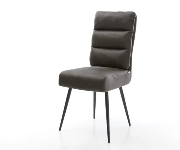 DELIFE Jedálenská stolička Pela-Flex mikrovlákno antracitová vintage 4-nohá zúžená čierna vrecková pružina