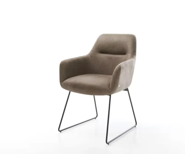 DELIFE Jedálenská stolička Pejo-Flex mikrovlákno taupe vintage tenká podstava čierna vrecková pružina