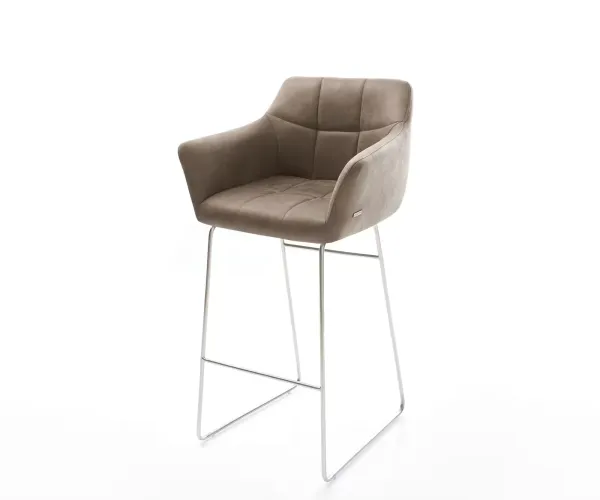 DELIFE Barová stolička Yulo-Flex vintage taupe tenká podstava nerezová oceľ