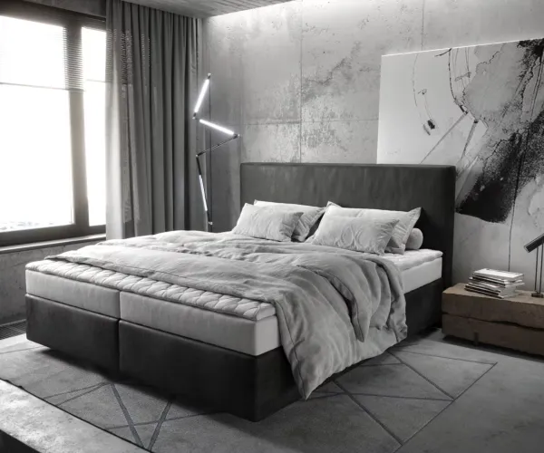DELIFE Boxspring posteľ Dream-Well 180×200 cm mikrovlákno antracitová vintage s matracom a topperom