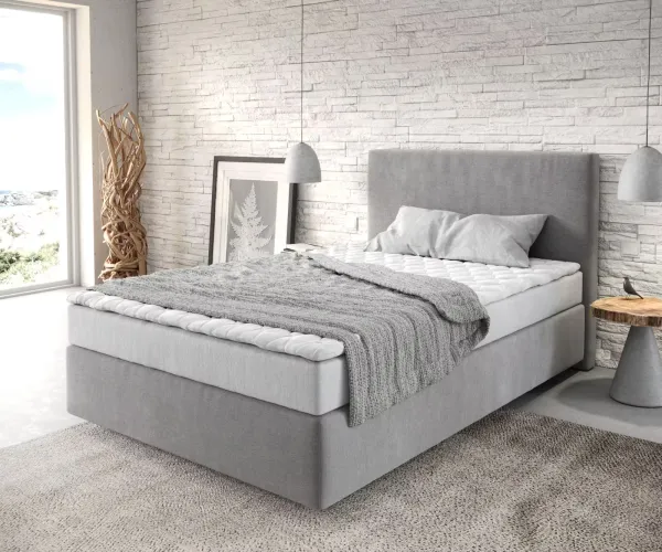 DELIFE Boxspring posteľ Dream-Well 120x200 cm mikrovlákno sivá s matracom a topperom