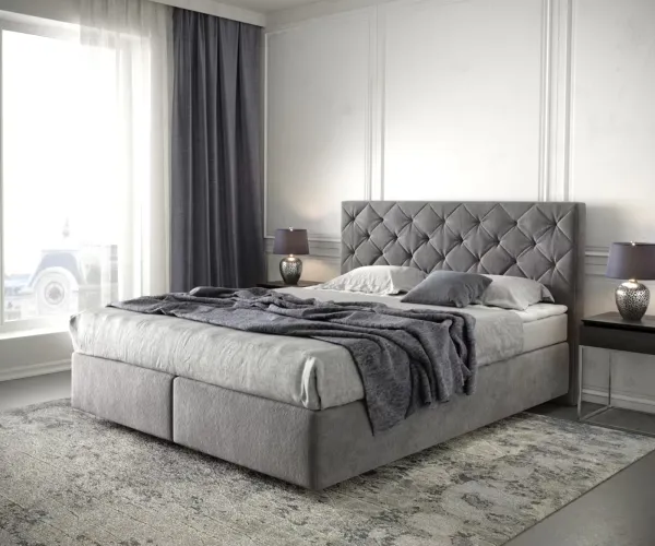 DELIFE Boxspring posteľ Dream-Great 160x200 cm mikrovlákno taupe s matracom a topperom