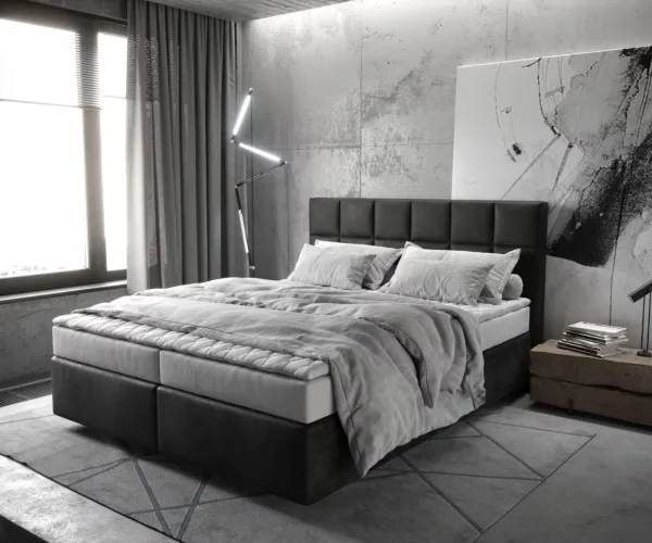 DELIFE Boxspring posteľ Dream-Fine 160x200 cm mikrovlákno antracitová vintage s matracom a topperom