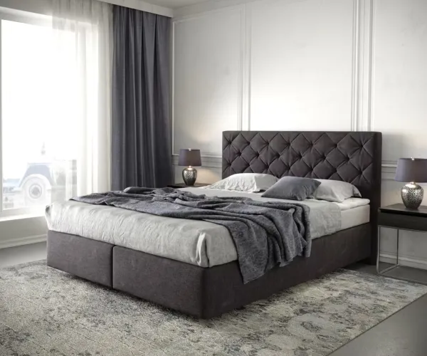 DELIFE Boxspring posteľ Dream-Great 160x200 cm mikrovlákno čierna s matracom a topperom