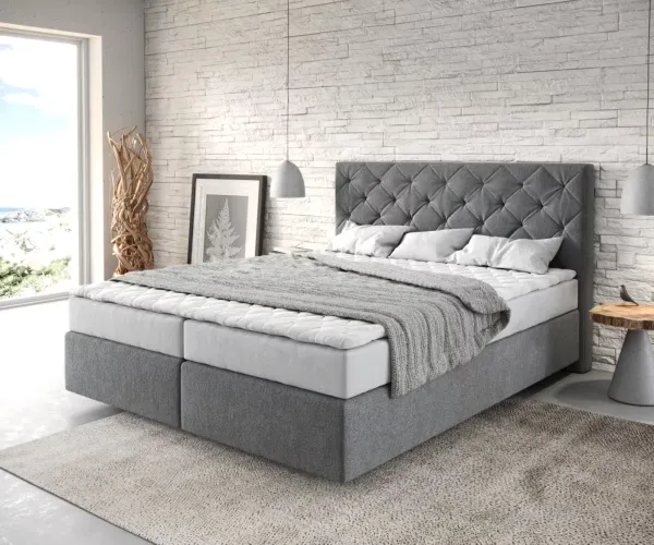 DELIFE Boxspring posteľ Dream-Great 160×200 cm mikrovlákno antracitová s matracom a topperom
