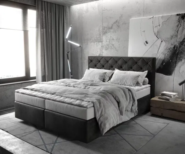 DELIFE Boxspring posteľ Dream-Great 160x200 cm mikrovlákno antracitová vintage s matracom a topperom